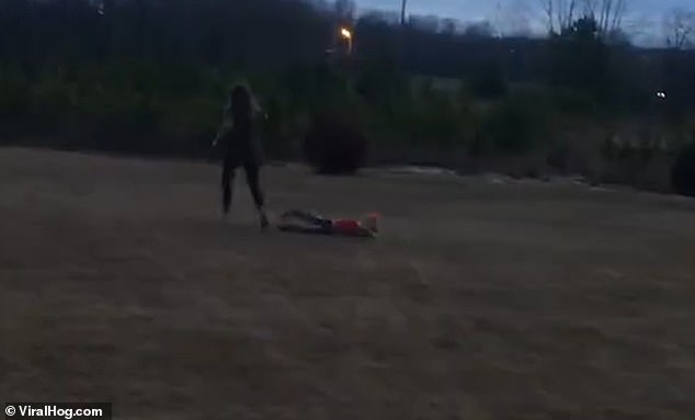 The little girl cannot believe her aunt has betrayed her in a bid for victory as she lies crying on the ground