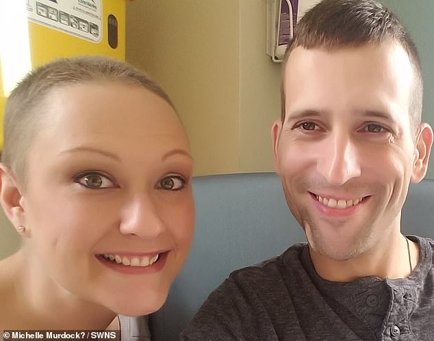 Journey: Michelle Murdock (left) and husband Brian (right), who were diagnosed with cancer within months of each other, said battling the disease together has made them stronger