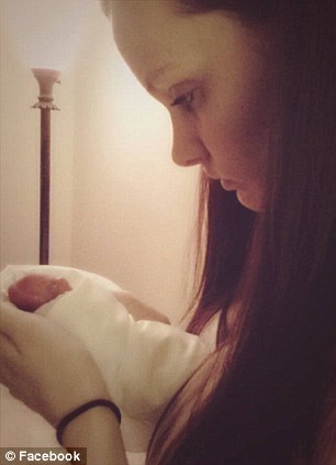 So sad: Carrie with her baby daughter who did not survive after being born at 22-weeks in August last year