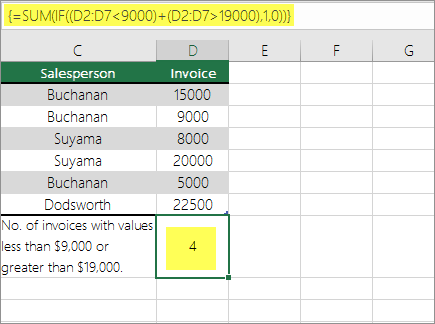 Example 2: SUM and IF nested in a formula
