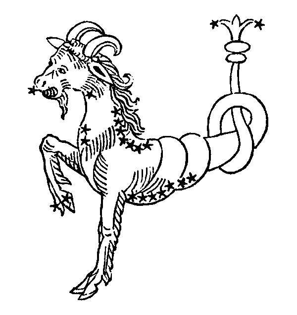 Capricorn - Sea-Goat. Illustration from a 1482 edition of Poeticon Astronomicon, attributed to Hyginus.