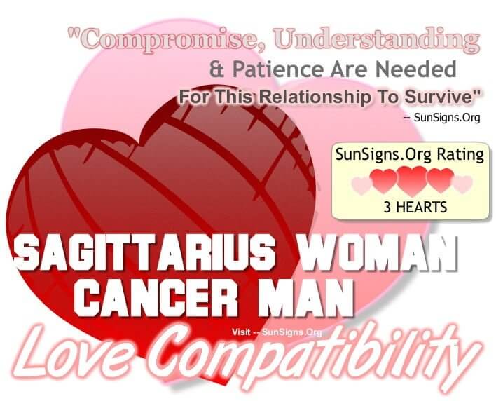 sagittarius woman cancer man