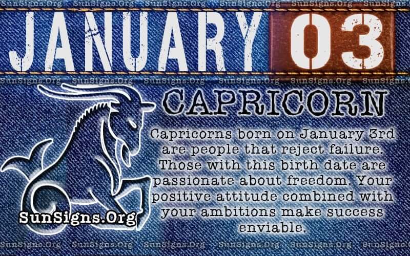 january 3 capricorn birthday calendar