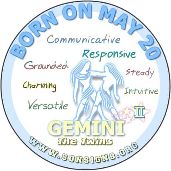 IF YOU ARE BORN ON May 20, you are a Gemini who is blessed with a whole lot of loving kindness.
