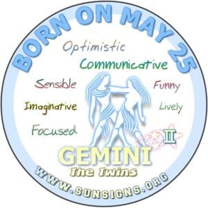 IF YOU ARE BORN ON May 25, the Gemini birthday meanings suggest that you are funny, funny, funny.