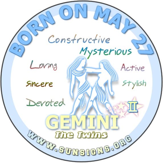 IF YOU ARE BORN ON May 27, the Gemini birthday meanings predict you know how to redesign yourselves.