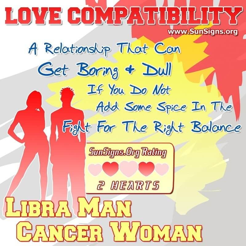Cancer Woman Libra Man Love Compatibility  A Relationship That Can Get Boring And Dull If You Do Not Add Some Spice In The Fight For The Right Balance