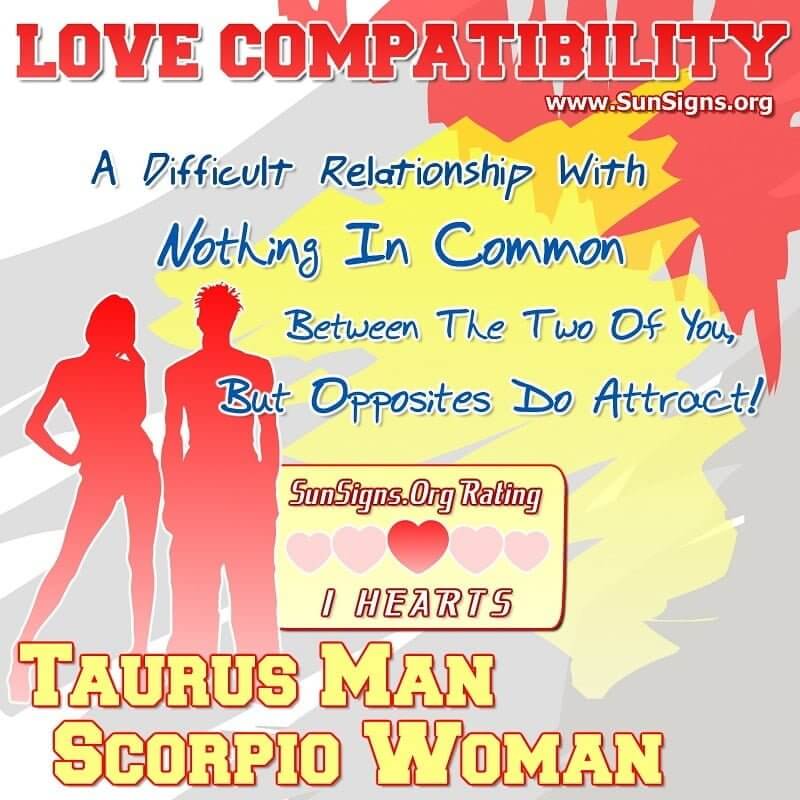taurus man scorpio woman love compatibility