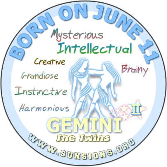 IF YOUR BIRTHDAY IS JUNE 11, your zodiac sign is Gemini and you are powerful intellectuals.