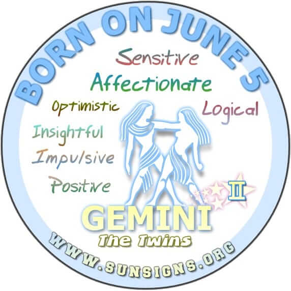 If you are a GEMINI BORN ON THIS DAY, June 5, you can be naive and very optimistic