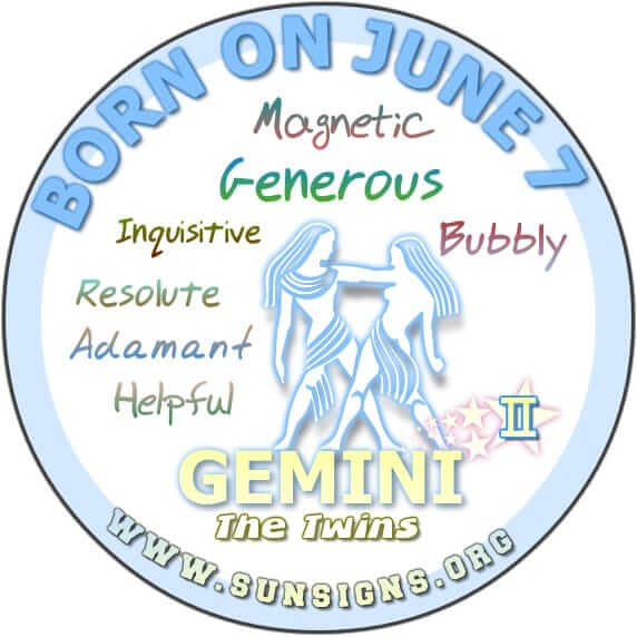 Bubbly Gemini born on June 7 are inquisitive people.