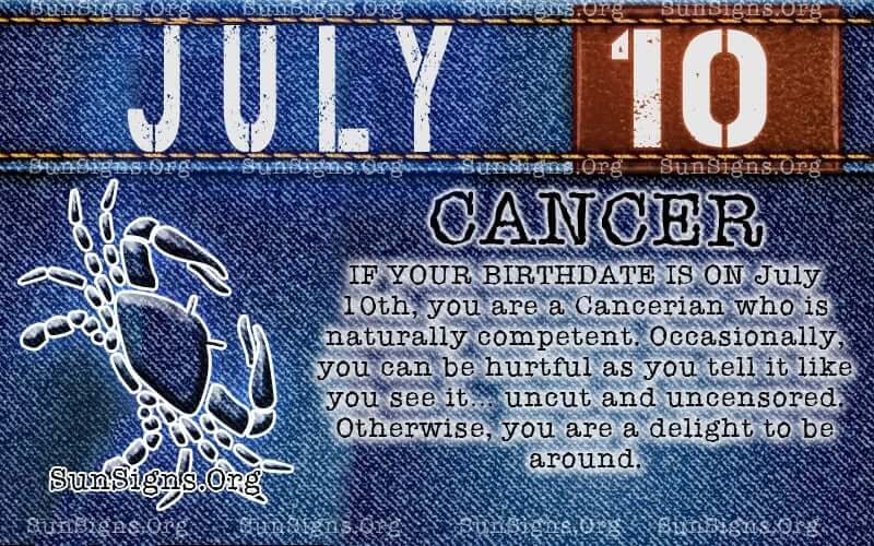july 10 cancer birthday calendar