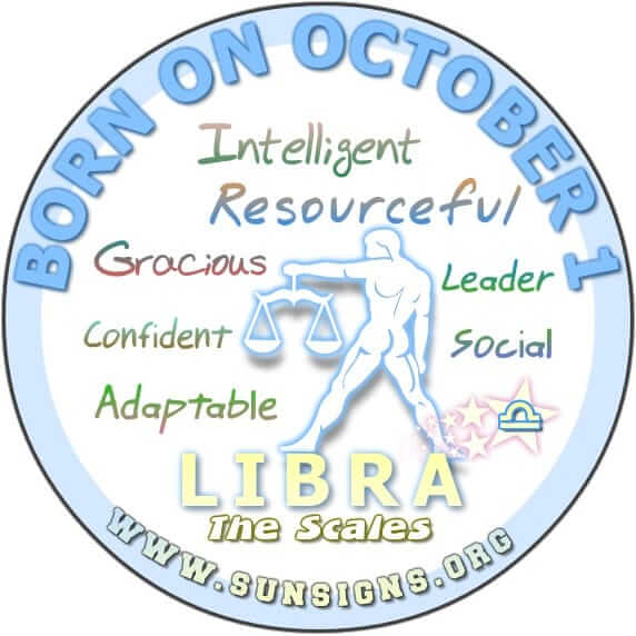 IF YOU ARE BORN ON OCTOBER 1, chances are you are a diplomatic Libra.