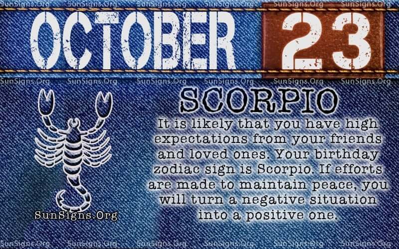 october 23 Scorpio birthday calendar