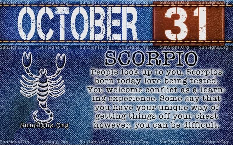 october 31 scorpio birthday calendar