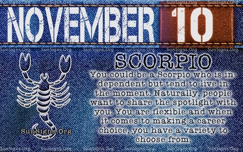 november 10 scorpio birthday calendar