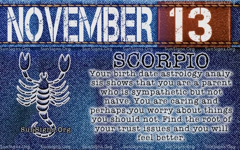 november 13 scorpio birthday calendar