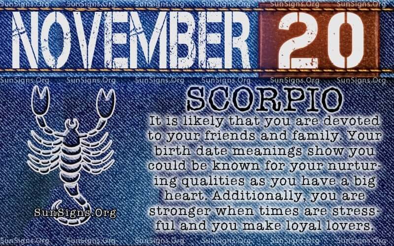november 20 scorpio birthday calendar