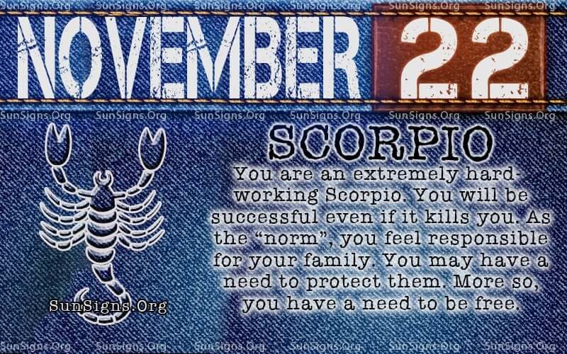 november 22 scorpio birthday calendar