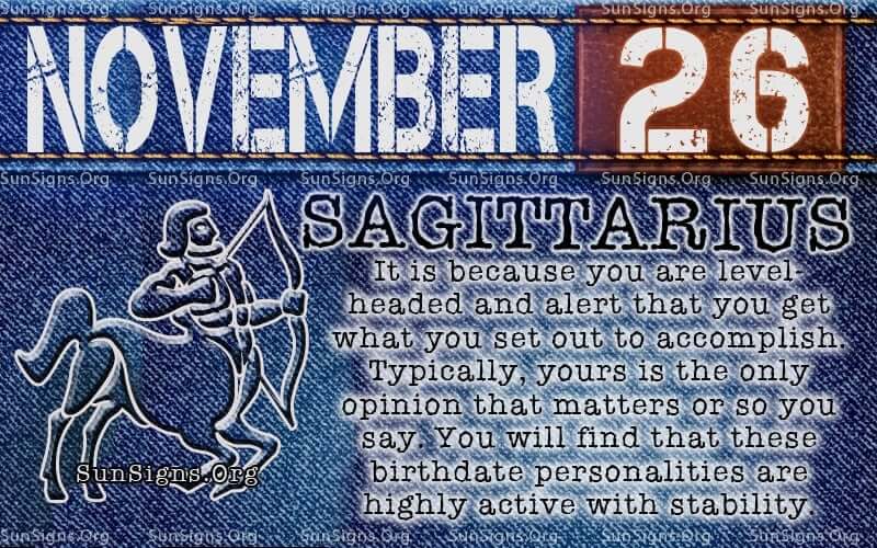 november 26 sagittarius birthday calendar