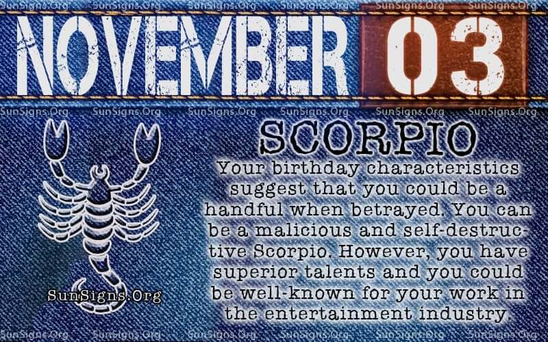 november 3 scorpio birthday calendar
