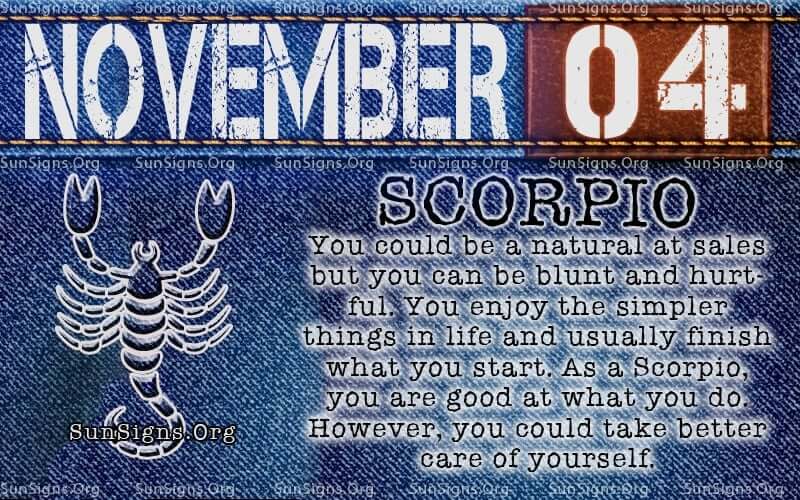 november 4 scorpio birthday calendar