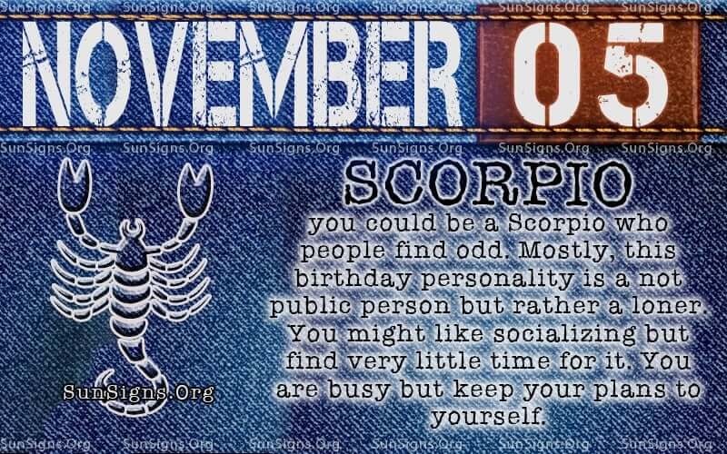 november 5 scorpio birthday calendar